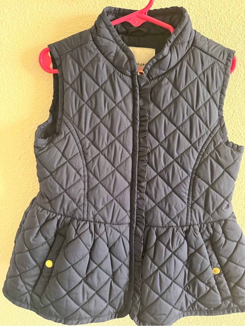 Janie and Jack Navy Quilted Girls Vest with Ruffle Placket